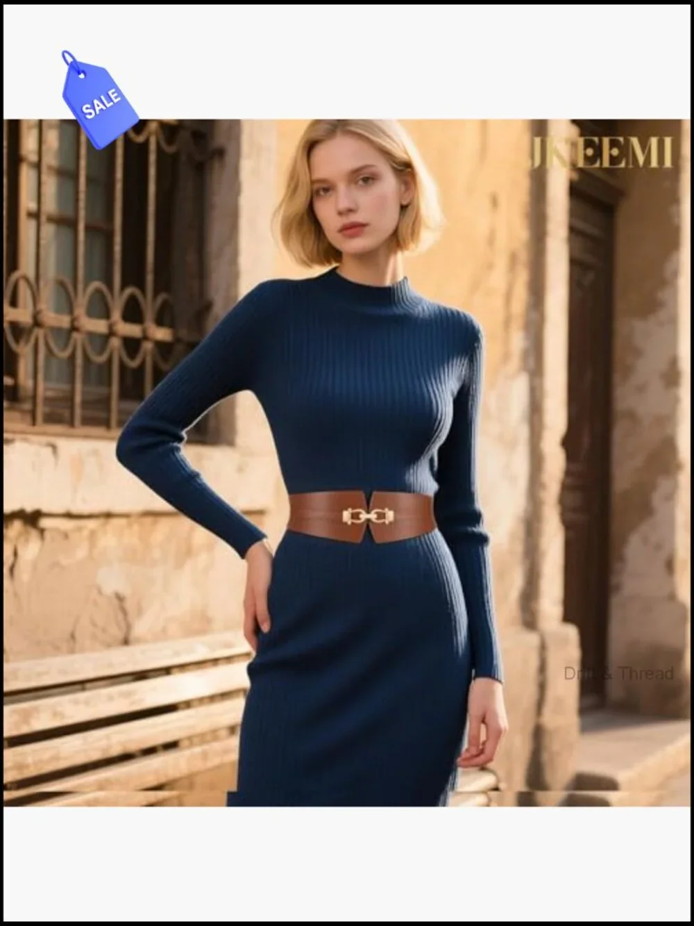 Wide Stretch Belt with Gold Buckle for Dresses Coats Waist
